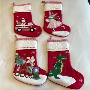 Pottery Barn Kids Set of 4 Red Christmas Stockings